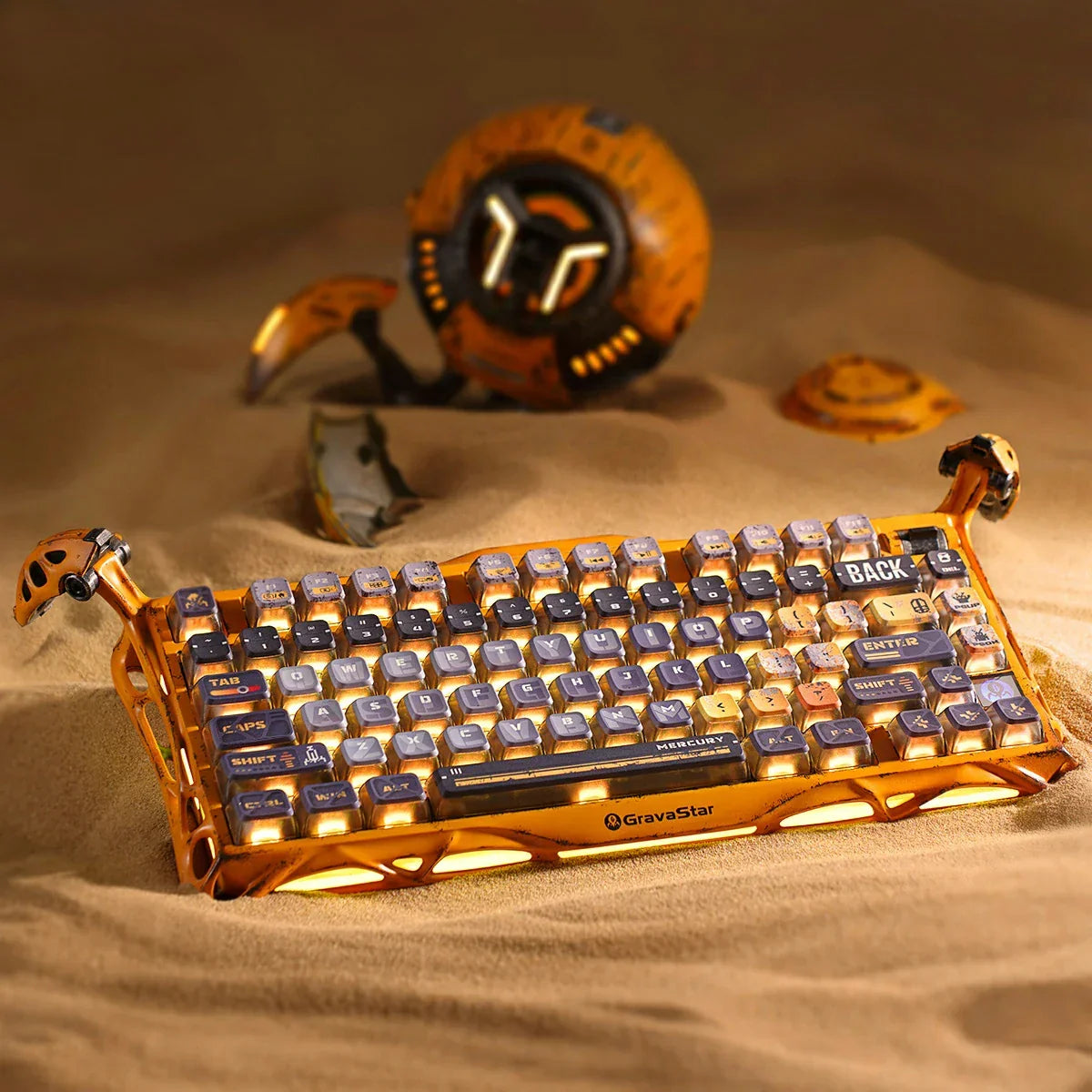 GravaStar Mercury K1 Pro バトルウォーンイエロー ワイヤレスキーボード（英語配列） 画像1