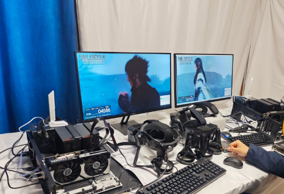 VR機器をつないだ動作確認の様子